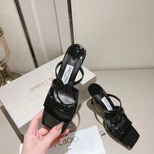 jimmychoo Paris window custom heeled flip-flops ultra-feminine
